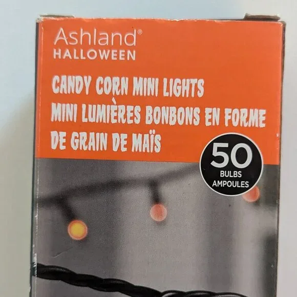 NWT Spooky Candy Corn Mini Lights String Halloween Decoration Orange Ashland NEW - Picture 5 of 8